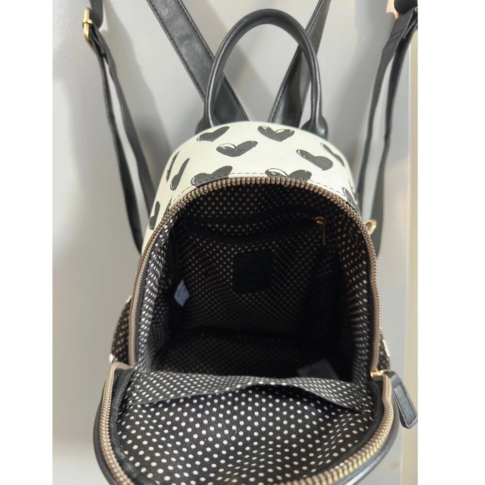 Mini Backpack Black White Heart XOXO Valentine Fashion Bookbag Daypack - Picture 3 of 4